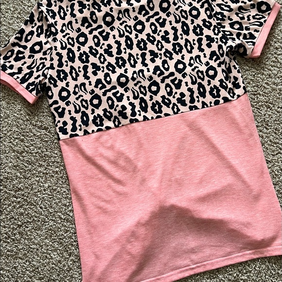 Pink and leopard print ladies blouse - Picture 3 of 5